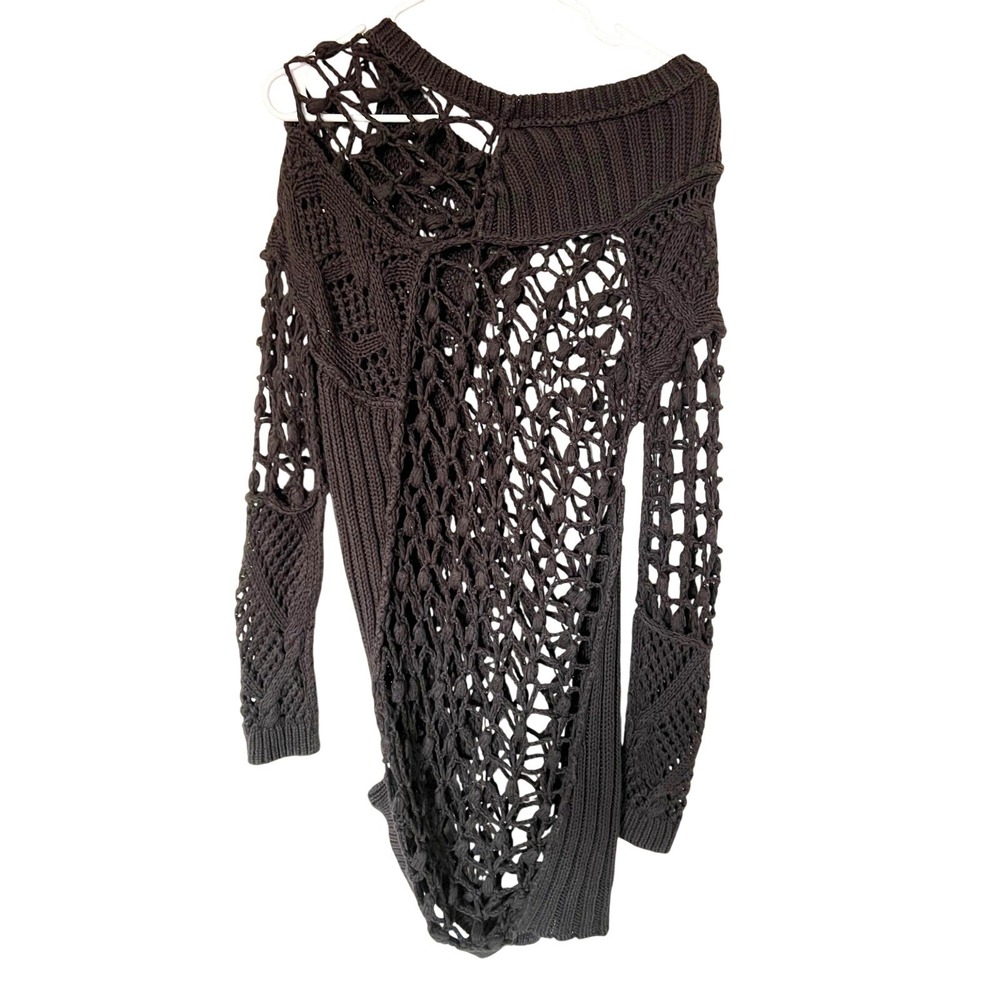 AllSaints Spitalfields Summer Court Dress Brown Hand Crochet Linen Cotton US 2
